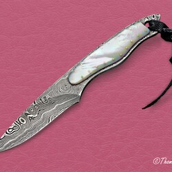 Mother of Pearl and Damascus Dress Knife other view