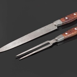Raindrop Damascus and Premium Curly Koa Carving Set