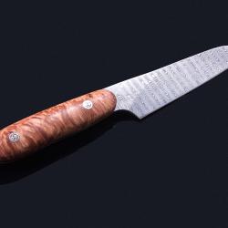 Santuko in Stainless Damascus with Maple Burl Handle other view