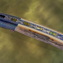 Campo de Cielo Meteorite and O1 Damascus Folder Ammonite Inlay