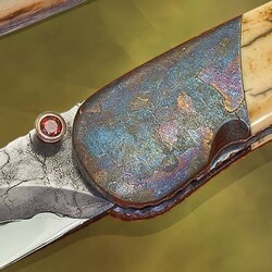 Campo de Cielo Meteorite and O1 Damascus Folder Blued Metorite view
