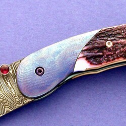 Carbon Damascus and Timascus and Ivory Folder