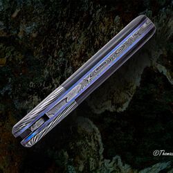 Ebony Reptilian Stainless Damascus Dress Folder spine view