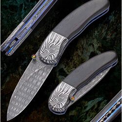 Ebony Reptilian Stainless Damascus Dress Folder multi view