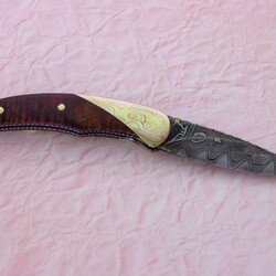 Mokume and Kernmantel Damascus Folder Ironwood Handle other view