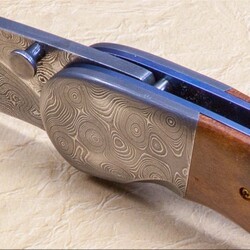 Stainless Damascus and Plum Wood Folder