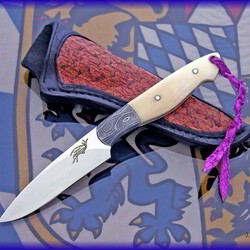 Bavarian Hunter with Damascus Bolsters and Mammoth Ivory