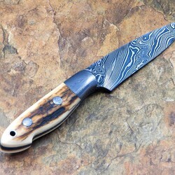 Crowsnest Damascus and Ivory Hunter other side