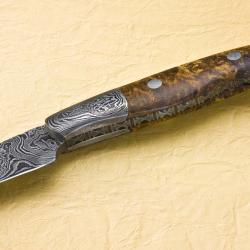 Damascus Cascades Hunter with Stabilized Maple Handle side view