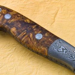 Damascus Cascades Hunter with Stabilized Maple Handle handle view