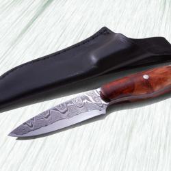 Kernmantel Damascus Hunter with Redwood Handle with sheath