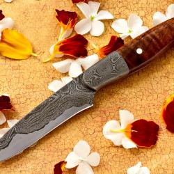 San Mai Damascus and Koa Bird and Trout with mother of pearl