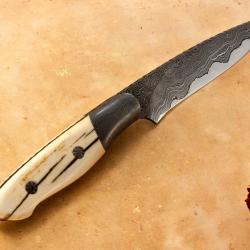 Kernmantle Damascus and Mammoth Ivory Hunter side view