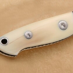 Walrus and Damascus Hunter Knife Engraved detail