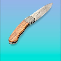 Spalted Maple &amp;amp; Peridot Mosaic Twist Damascus Dress Folder other view