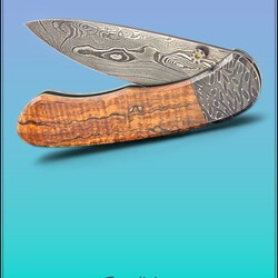 Spalted Maple &amp;amp; Peridot Mosaic Twist Damascus Dress Folder main view