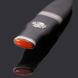 Custom Sgian Dubh for Calgary Fire Department Pipe and Drum Band red jasper pommel stone