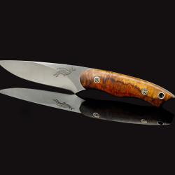 Two toned Thuya Burl Utility Knife profile view