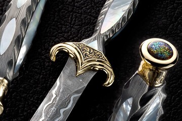 The Golden Dagger with Damacus blade and mother of pearl inlays