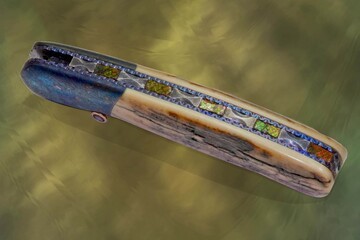 Campo de Cielo Meteorite and O1 Damascus Folder Ammonite Inlay