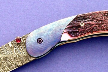 Carbon Damascus and Timascus and Ivory Folder