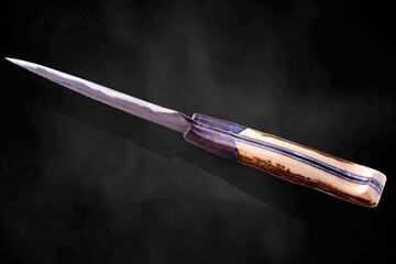 Campo de Cielo Meteorite and O1 Damascus Hunting Knife bottom view