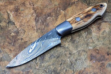 Crowsnest Damascus and Ivory Hunter single view