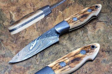 Crowsnest Damascus and Ivory Hunter