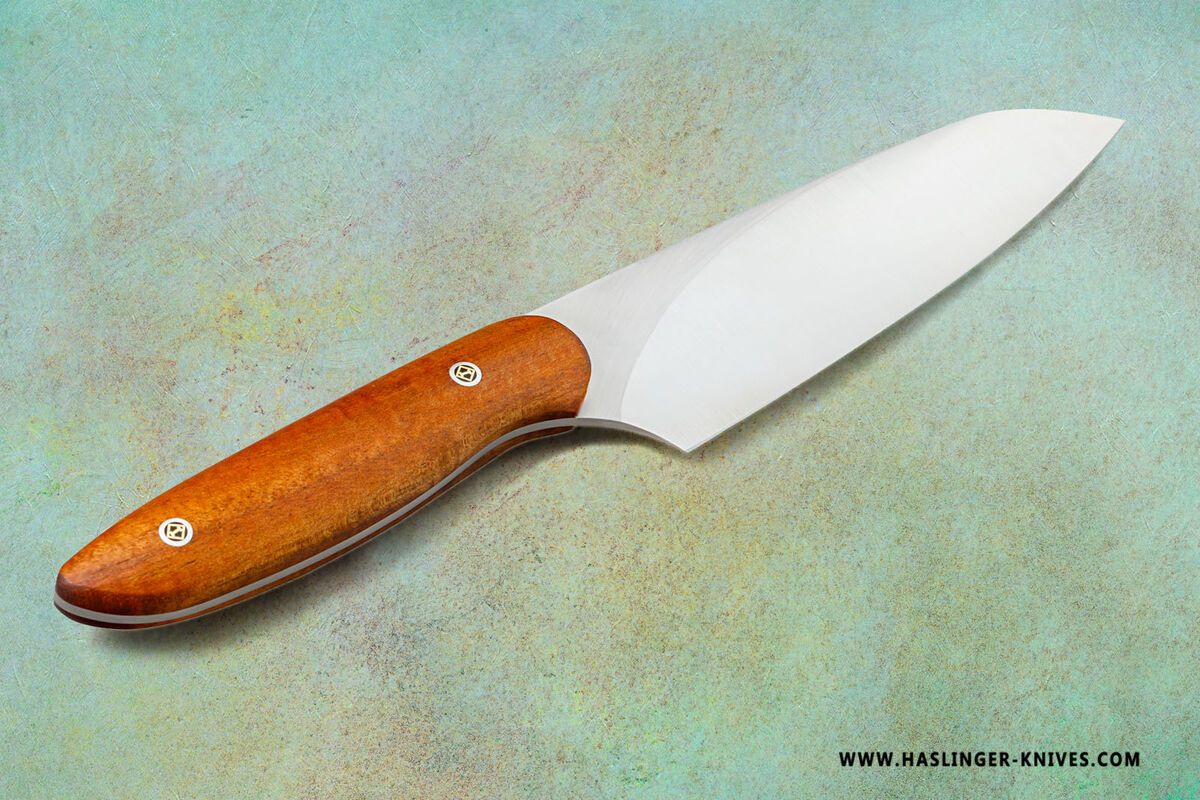 Evolution Chef Knife 142 mm Blade with Quilted Koa Handle Haslinger