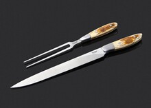 Mammoth Ivory and Stainless Steel Carving Set
