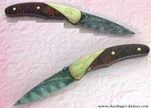 Mokume and Kernmantel Damascus Folder Ironwood Handle