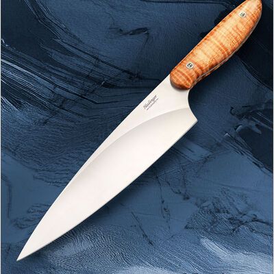 New Generation 8" Chef with Curly Maple Handle single view
