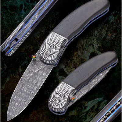 Ebony Reptilian Stainless Damascus Dress Folder multi view