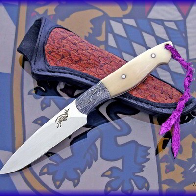 Bavarian Hunter with Damascus Bolsters and Mammoth Ivory