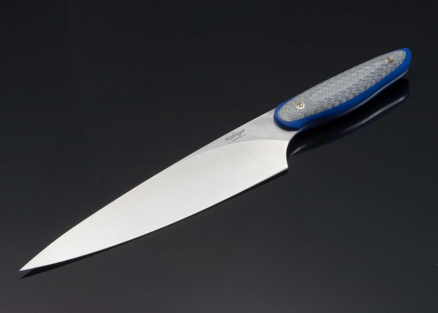 Stainless Chef 10" with silver twill and blue G10