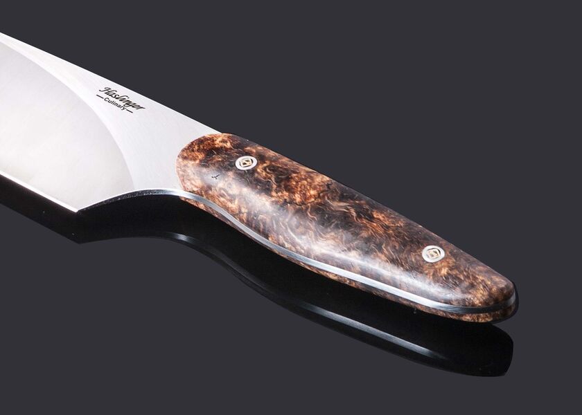 Evolution Chef Knife with Spalted Maple Handle 200mm close up
