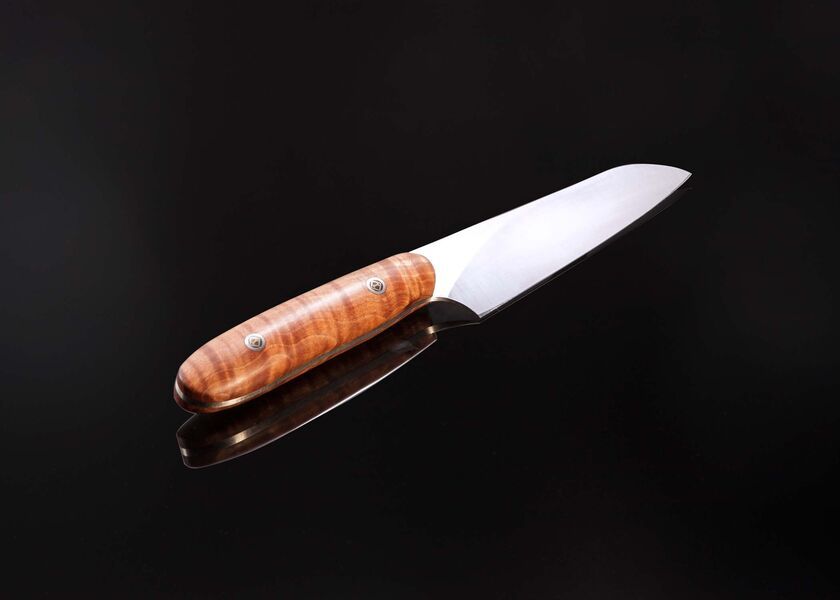 Santuko Paring Knife Handled in Stabilized Fiddleback Maple other view