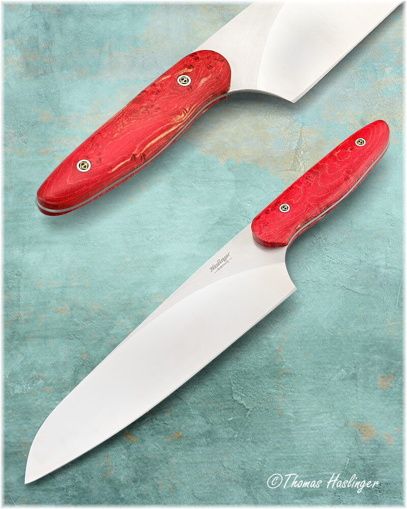 Evolution Chef Knife 200mm Blade with Red Maple Handle