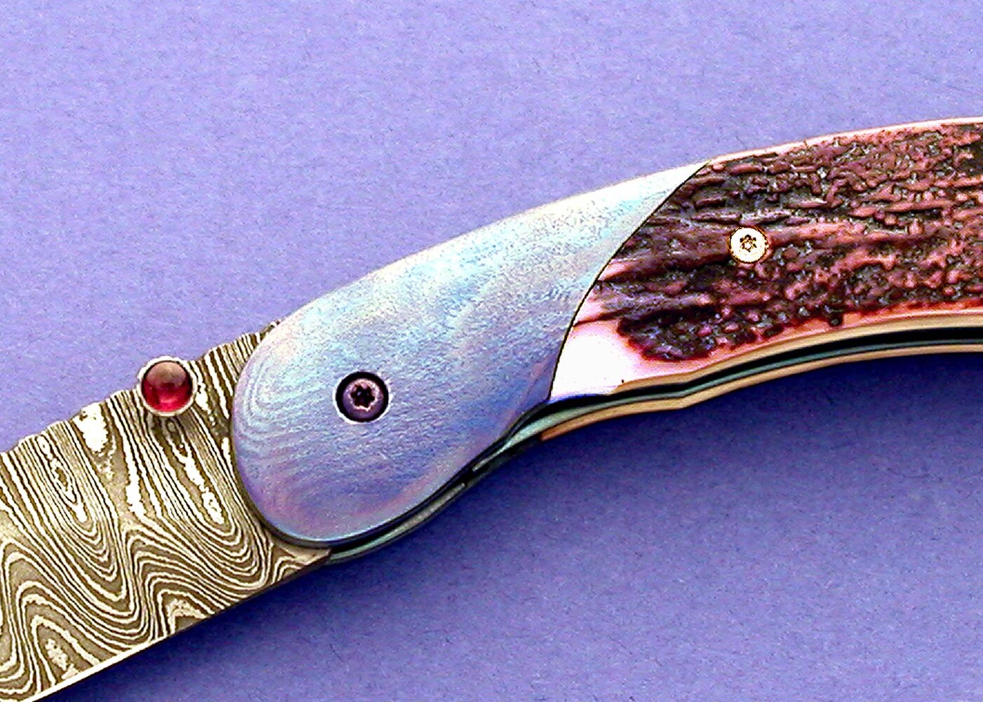 Carbon Damascus and Timascus and Ivory Folder