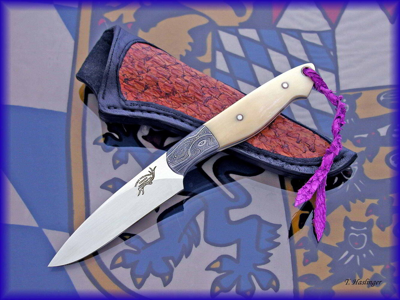 Bavarian Hunter with Damascus Bolsters and Mammoth Ivory