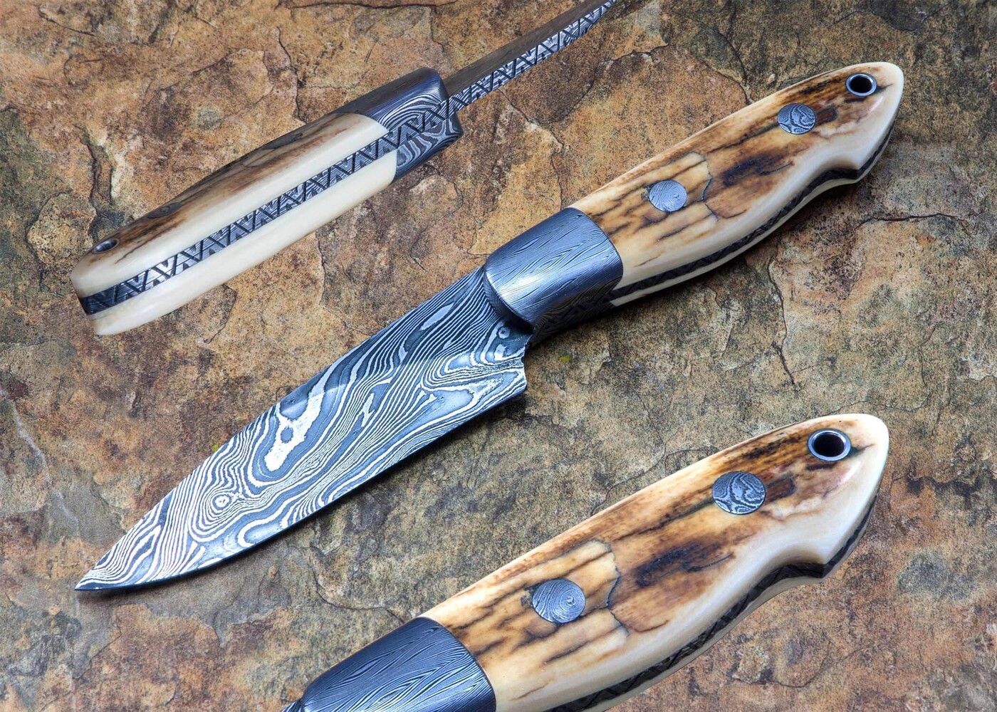Crowsnest Damascus and Ivory Hunter