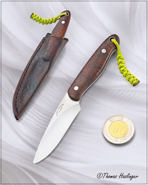 Ironwood Bird and Trout Knife in Nitro V Steel with leather sheath