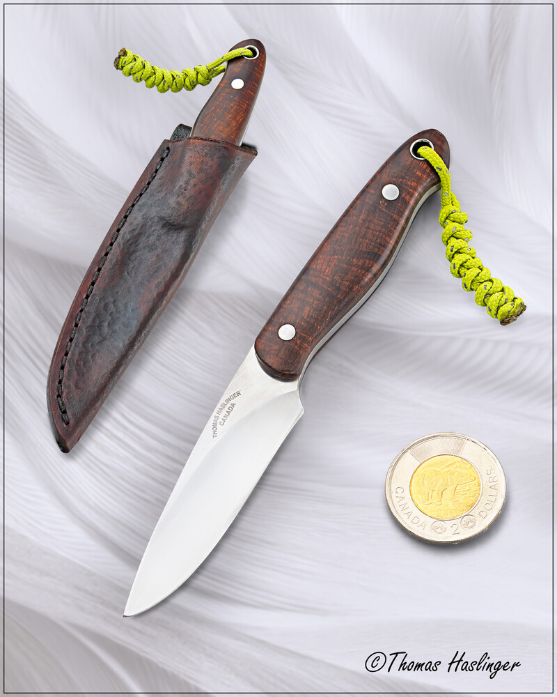 Ironwood Bird and Trout Knife in Nitro V Steel with leather sheath