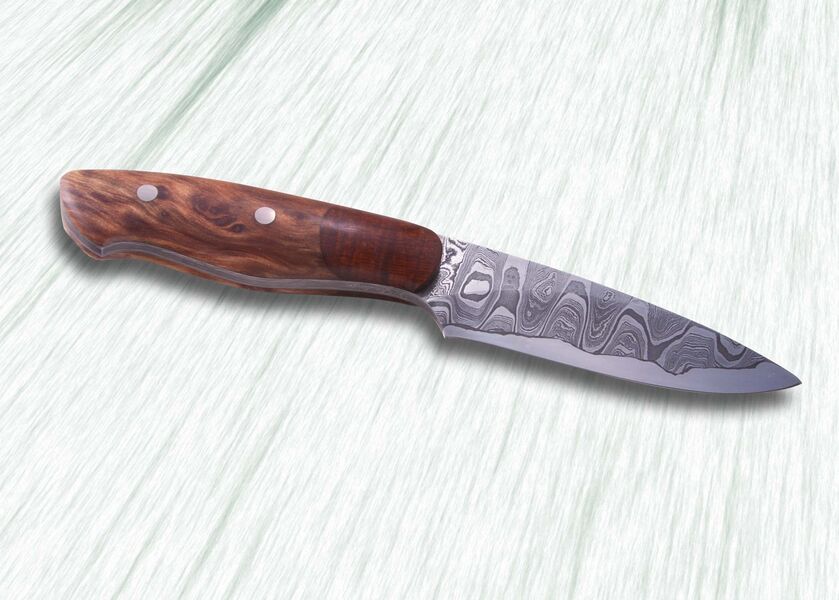 Kernmantel Damascus Hunter with Redwood Handle other view