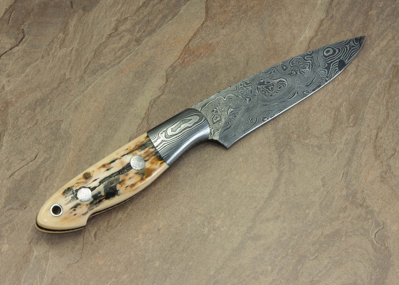 Random Damascus and Mammoth Ivory Hunter other view