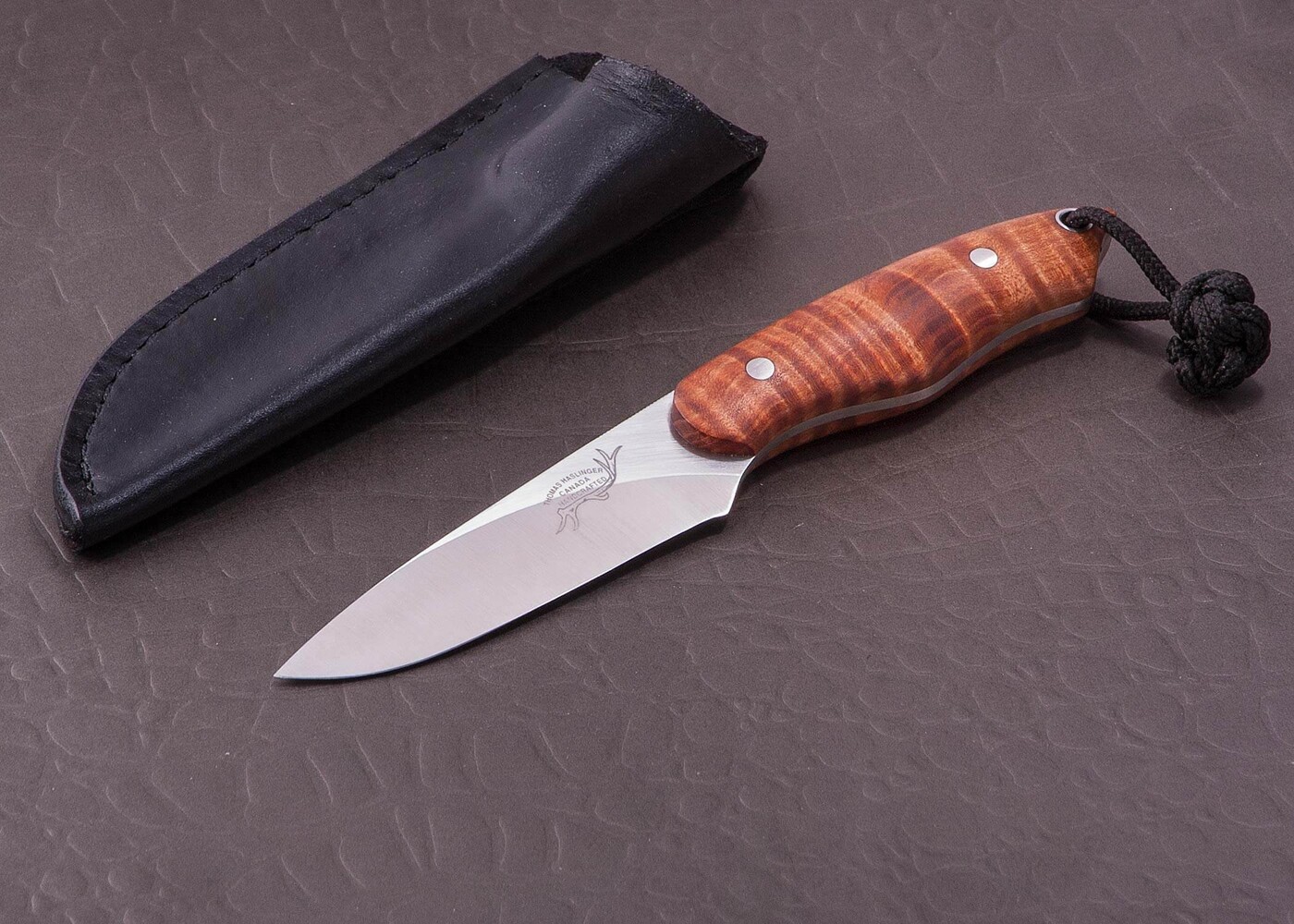 Fiddleback Maple Huntress in CPM S35-VN Stainless