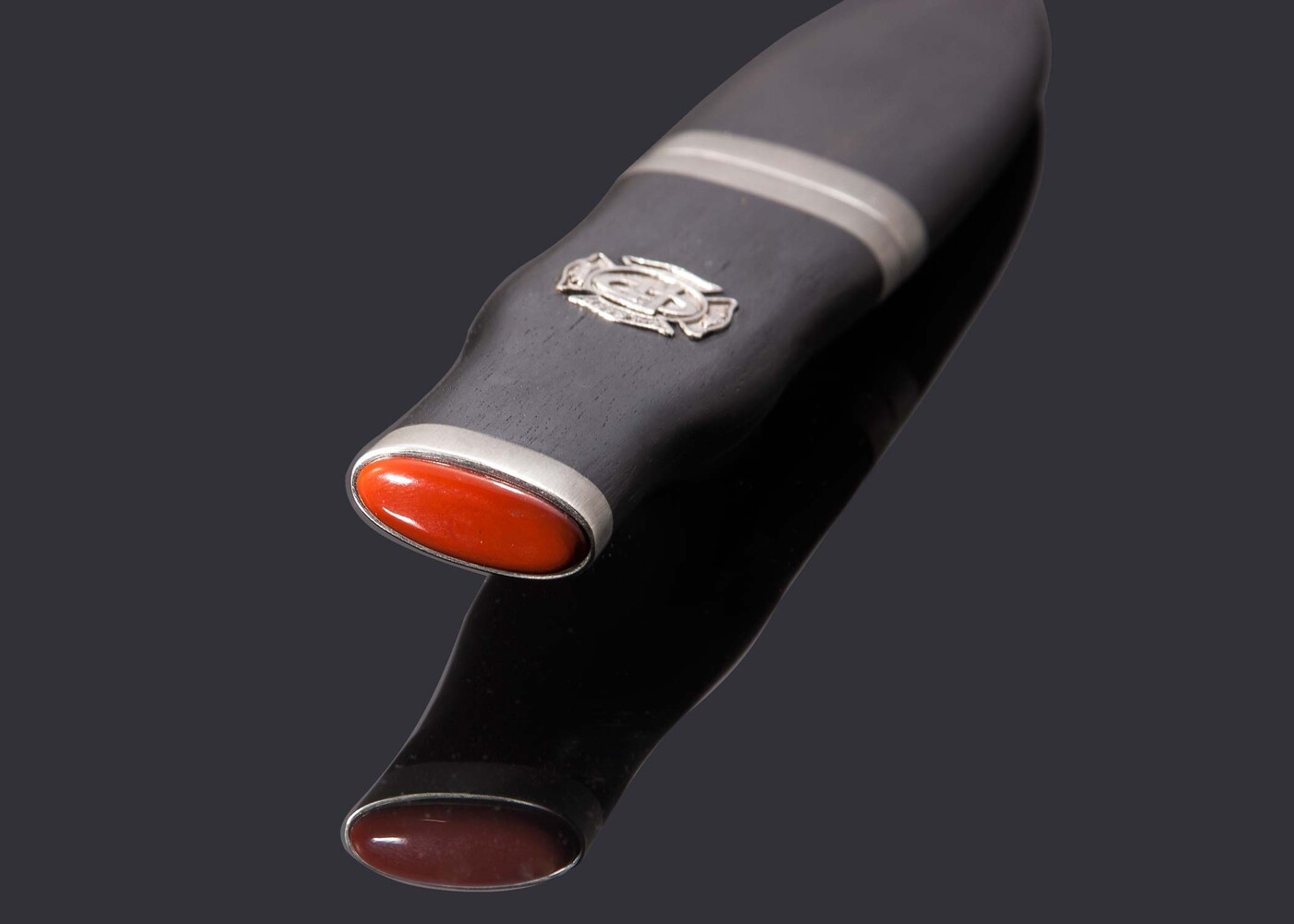 Sgian Dubh with German Silver Fittings and Red Jasper Pommel Stone  view