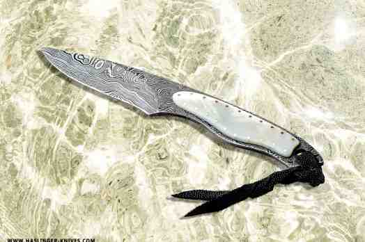 Mother of Pearl and Damascus Dress Knife