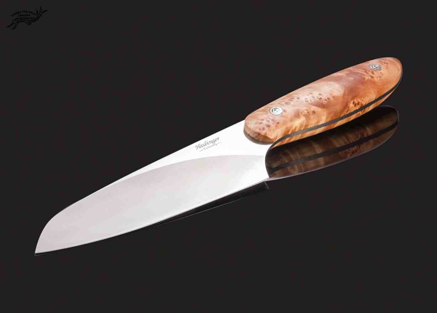 Evolution Chef Knife 142 mm Blade with Blond Maple Burl Handle